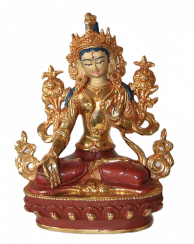 Weiße Tara Statue 21 cm teilvergoldet