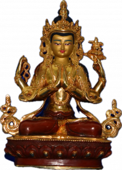 Avalokiteshvara (Chenresig) Statue 23 cm teilvergoldet