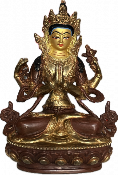 Avalokitesvara - Chenrezig Statue 8 Inch half-gold plated - Kopie