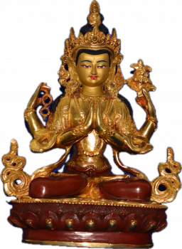 Avalokiteshvara (Chenresig) Statue 23 cm teilvergoldet