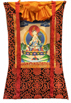 Weiße Tara Thangka Handbemalt