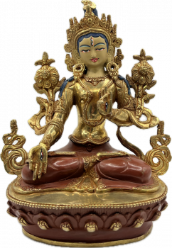 Weiße Tara Statue 21 cm teilvergoldet