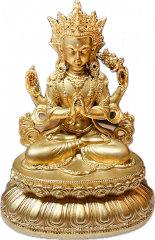 Avalokiteshvara (Chenrezig) Statue vergoldet 10 cm