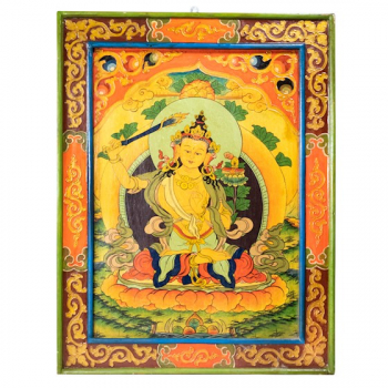 Buddha Manjushri Tangkha Tafel aus Holz