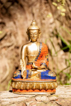 Medizin-Buddha 22 cm Messing mit Steinen
