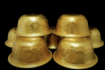 Elegant offering bowls set with 8 large lucky symbols