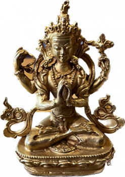 Avalokiteshvara Statue 10 cm gold plated