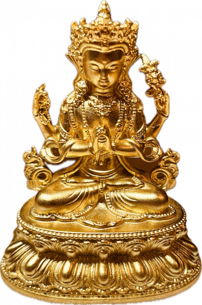 Avalokiteshvara (Chenrezig) Mini Statue vergoldet