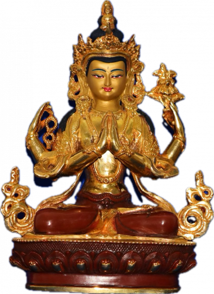 Avalokiteshvara (Chenresig) Statue 23 cm teilvergoldet