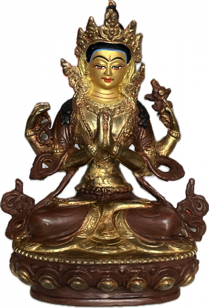 Avalokiteshvara (Chenresig) Statue 15 cm teilvergoldet