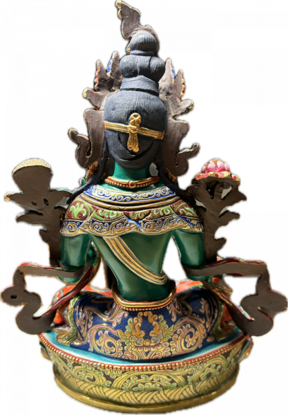 Hand Painted Green Tara Copper Statue