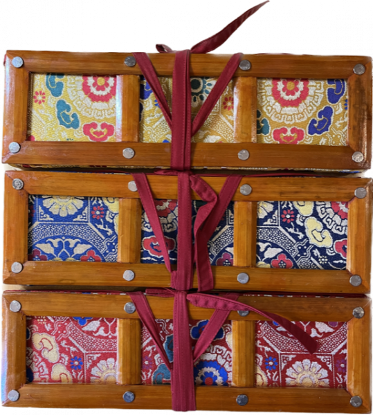 Traditional book cover for Tibetan texts made of bamboo short