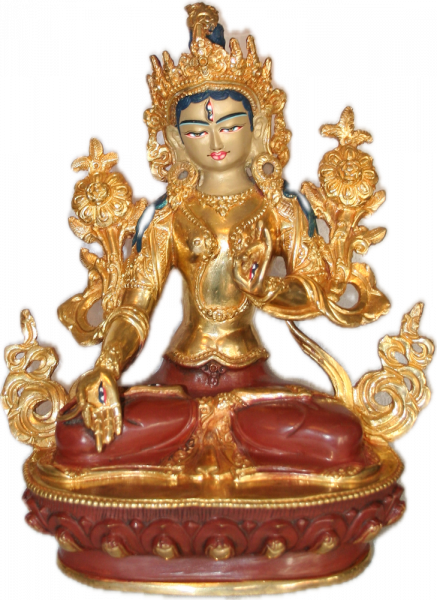 Weiße Tara Statue 22 cm teilvergoldet