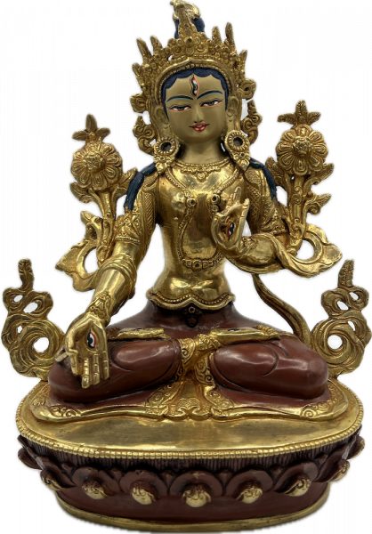 Weiße Tara Statue 21 cm teilvergoldet