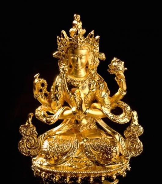 Avalokiteshvara (Chenrezig) Mini Statue vergoldet