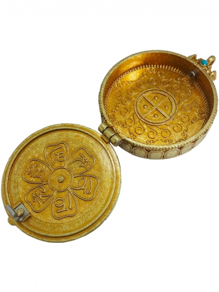 Kalachakra Round Gau (Brass gilt gold)