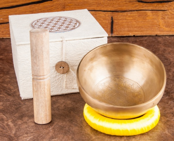 Large flower of life singing bowl in a gift box