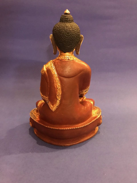 Buddha Sakyamuni Statue 20 cm teilvergoldet mit Gravur