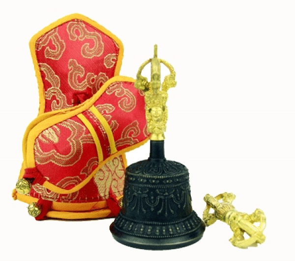 Bell and Vajra medium gold plated with cover