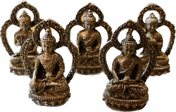 5 Dhyani Buddhas mini brass SET of five
