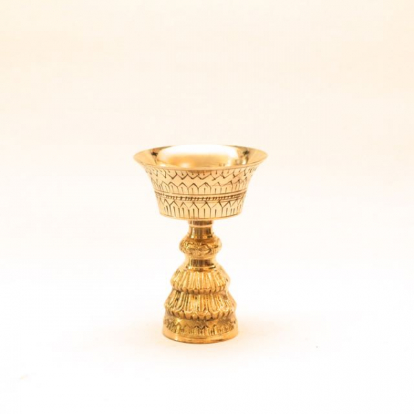 Butter lamp, gold-colored with decoration