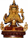 Avalokiteshvara (Chenresig) Statue 23 cm teilvergoldet